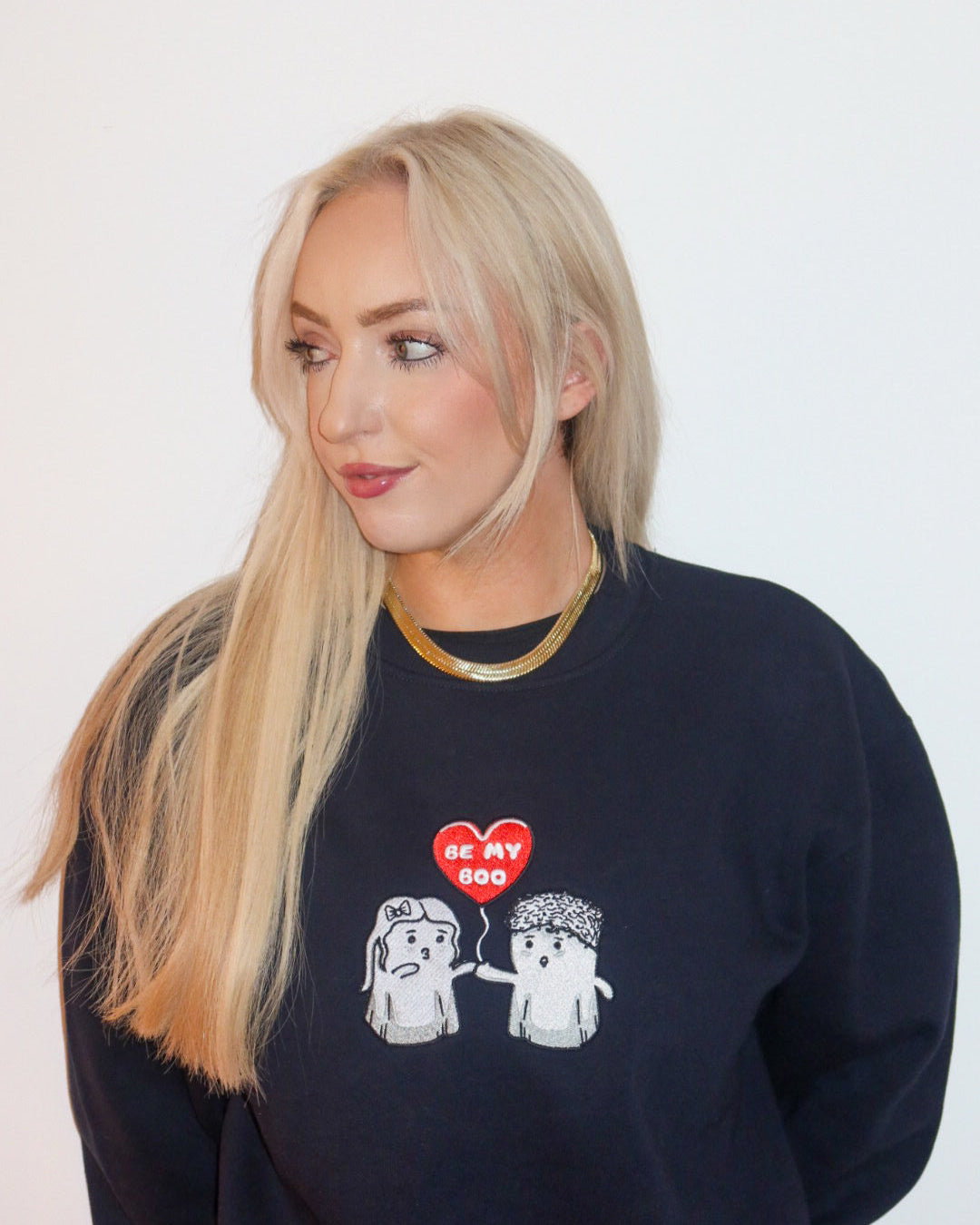 "Be My Boo" Embroidered Ghost Heavyweight Sweatshirt