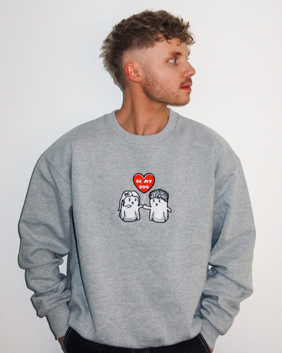 "Be My Boo" Embroidered Ghost Heavyweight Sweatshirt
