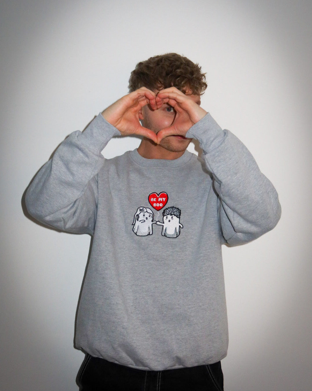 "Be My Boo" Embroidered Ghost Heavyweight Sweatshirt