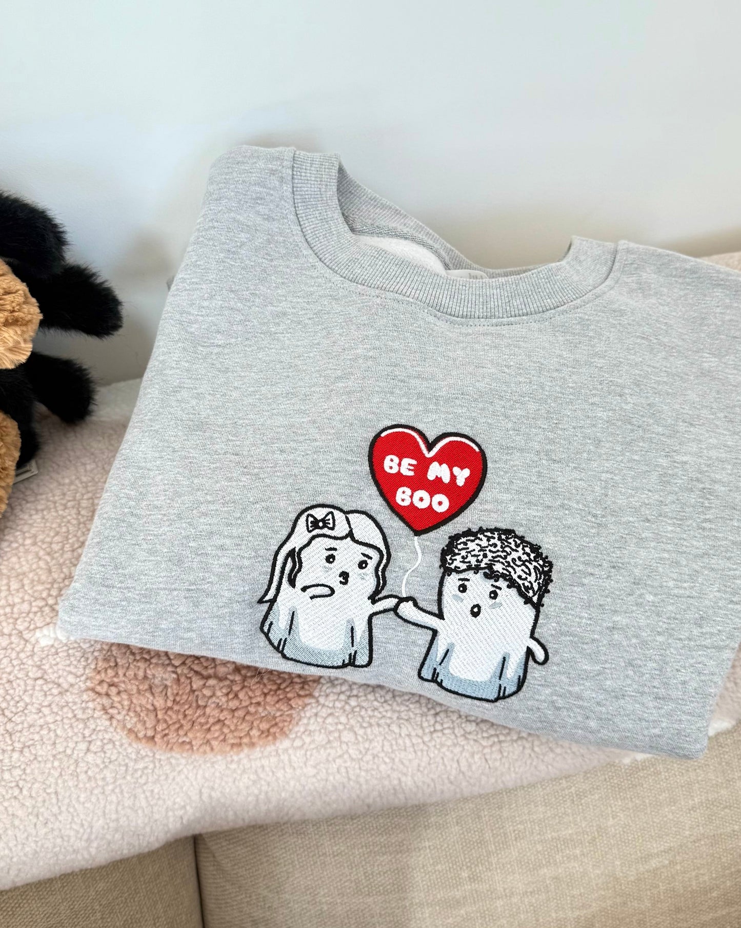 "Be My Boo" Embroidered Ghost Heavyweight Sweatshirt