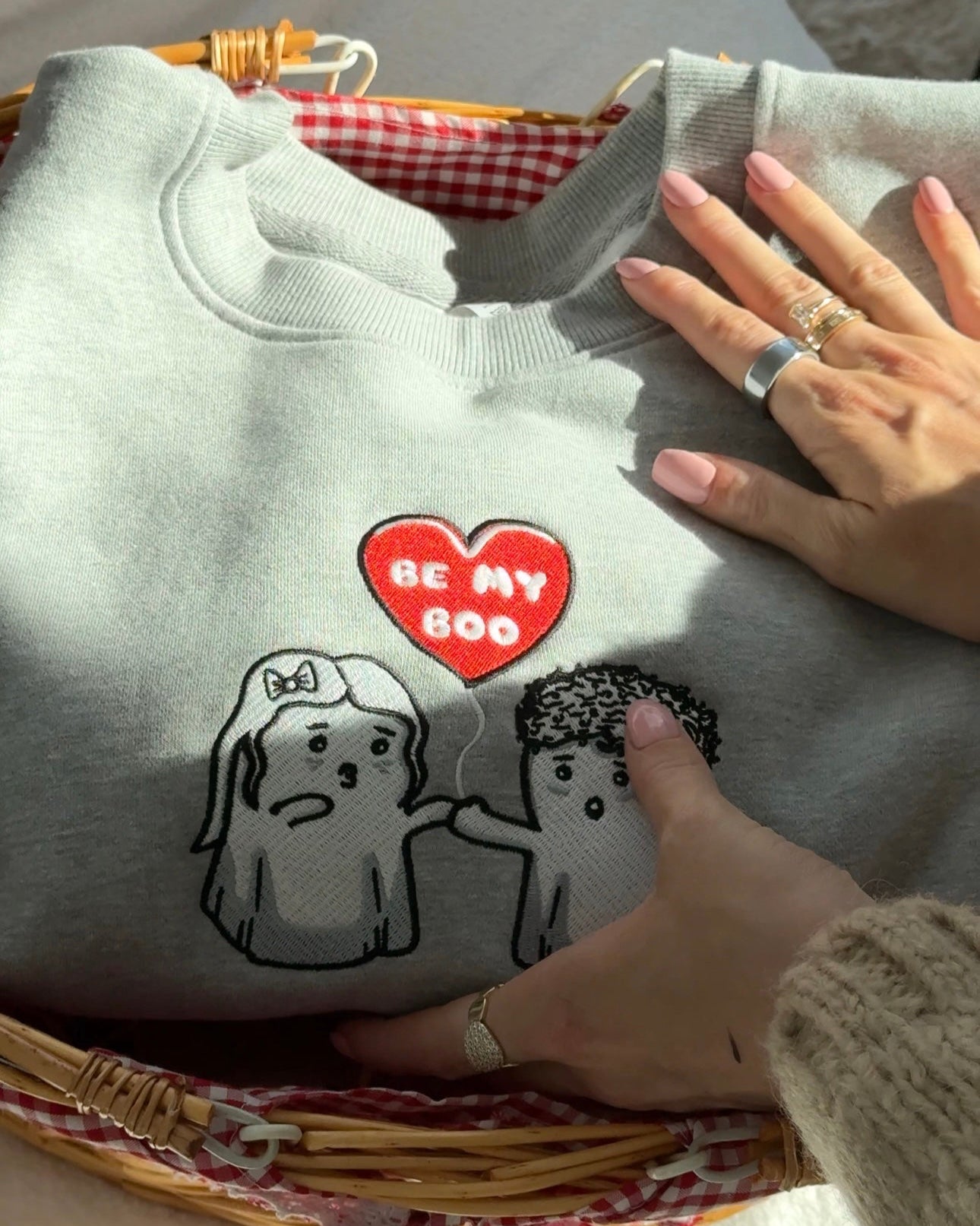"Be My Boo" Embroidered Ghost Heavyweight Sweatshirt