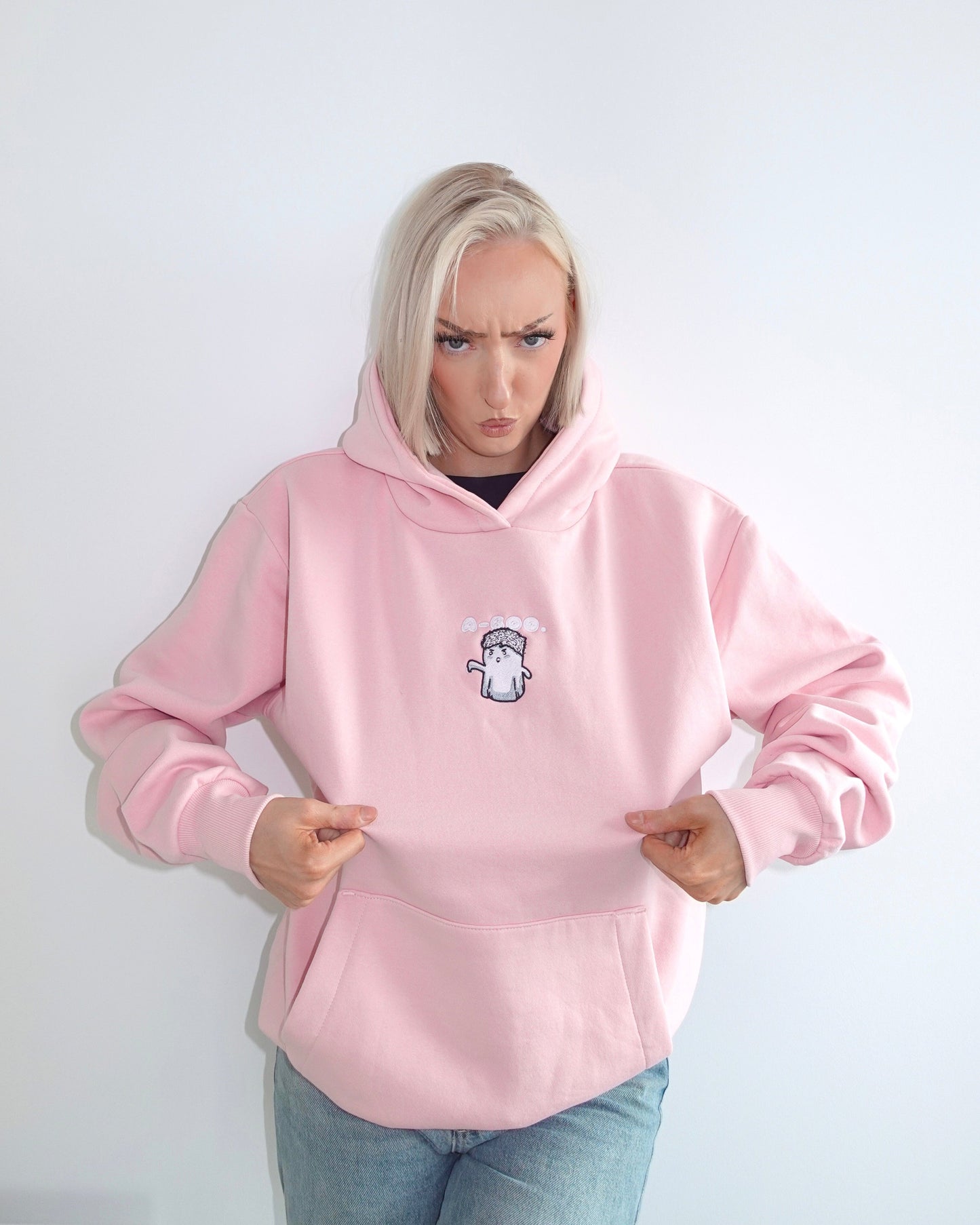 "a-boo" Embroidered Heavyweight Boxy Hoodie